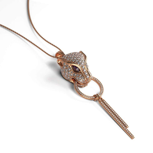 Panthera von Keysi Sayago | 18 Karat Roségold | Halskette mit Zirkonia-Kristallen